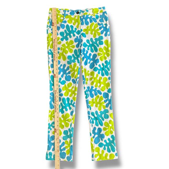 Gretchen Scott Pants Medium M Leaf Print Resort Wear Cotton Summer Vacation - Picture 6 of 9
